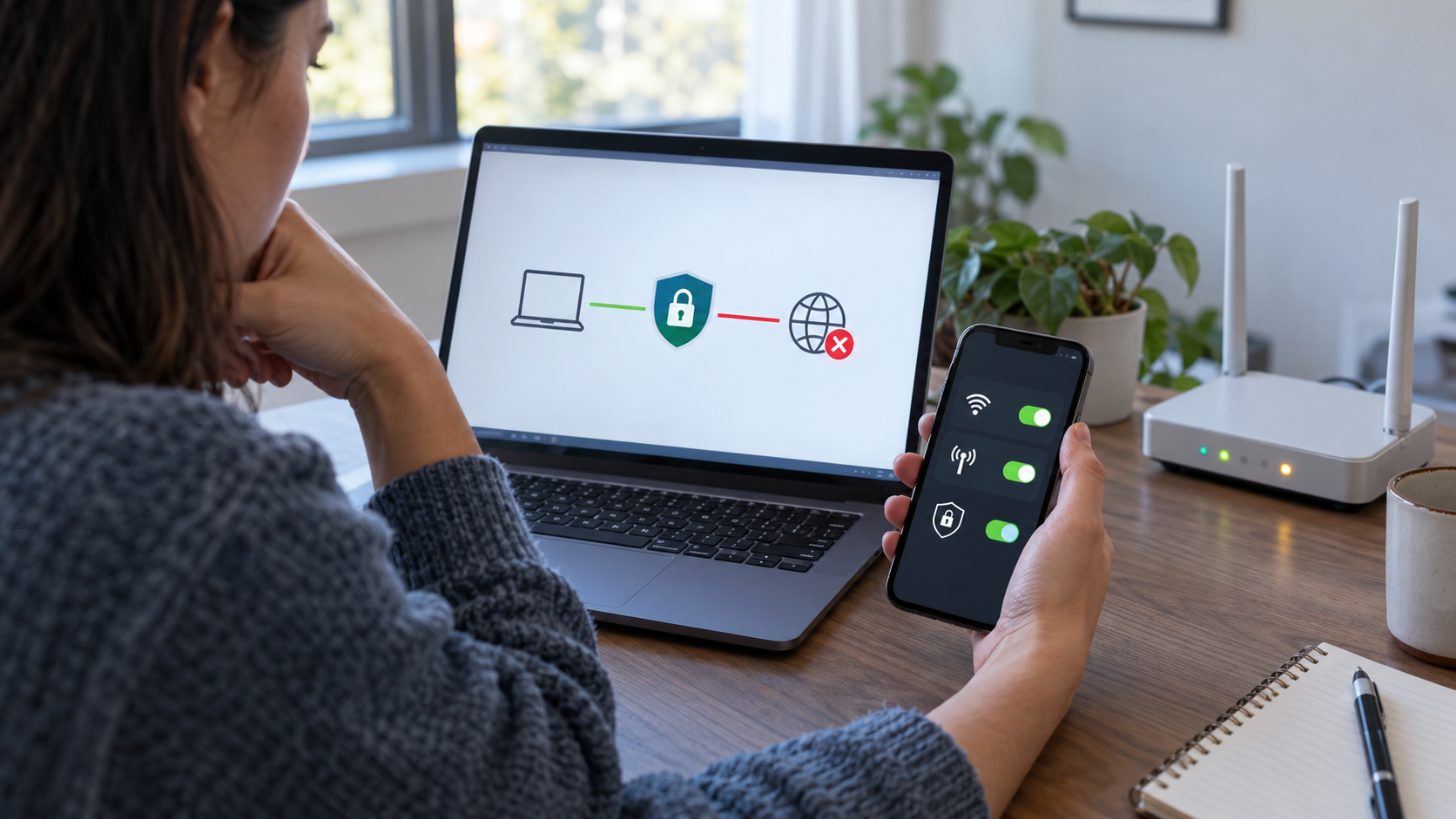 Проверка VPN через Wi‑Fi и мобильную сеть на ноутбуке и смартфоне